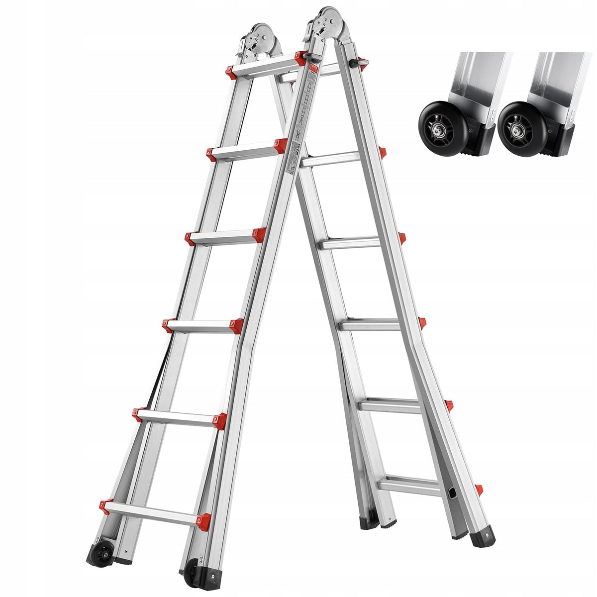 VEVOR A-FRAME TELESCOPING LADDER 20.5FT COMPACT STURDY ALUMINUM 330LB