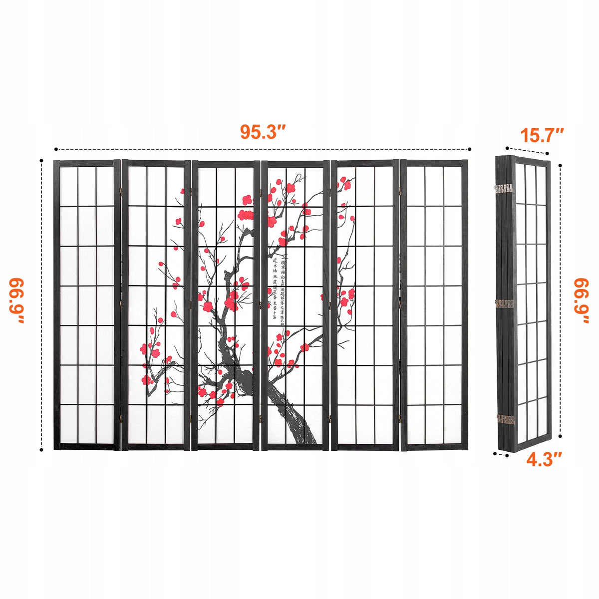 VEVOR 6-PANEL JAPANESE ROOM DIVIDER FOLDING PRIVACY SCREEN