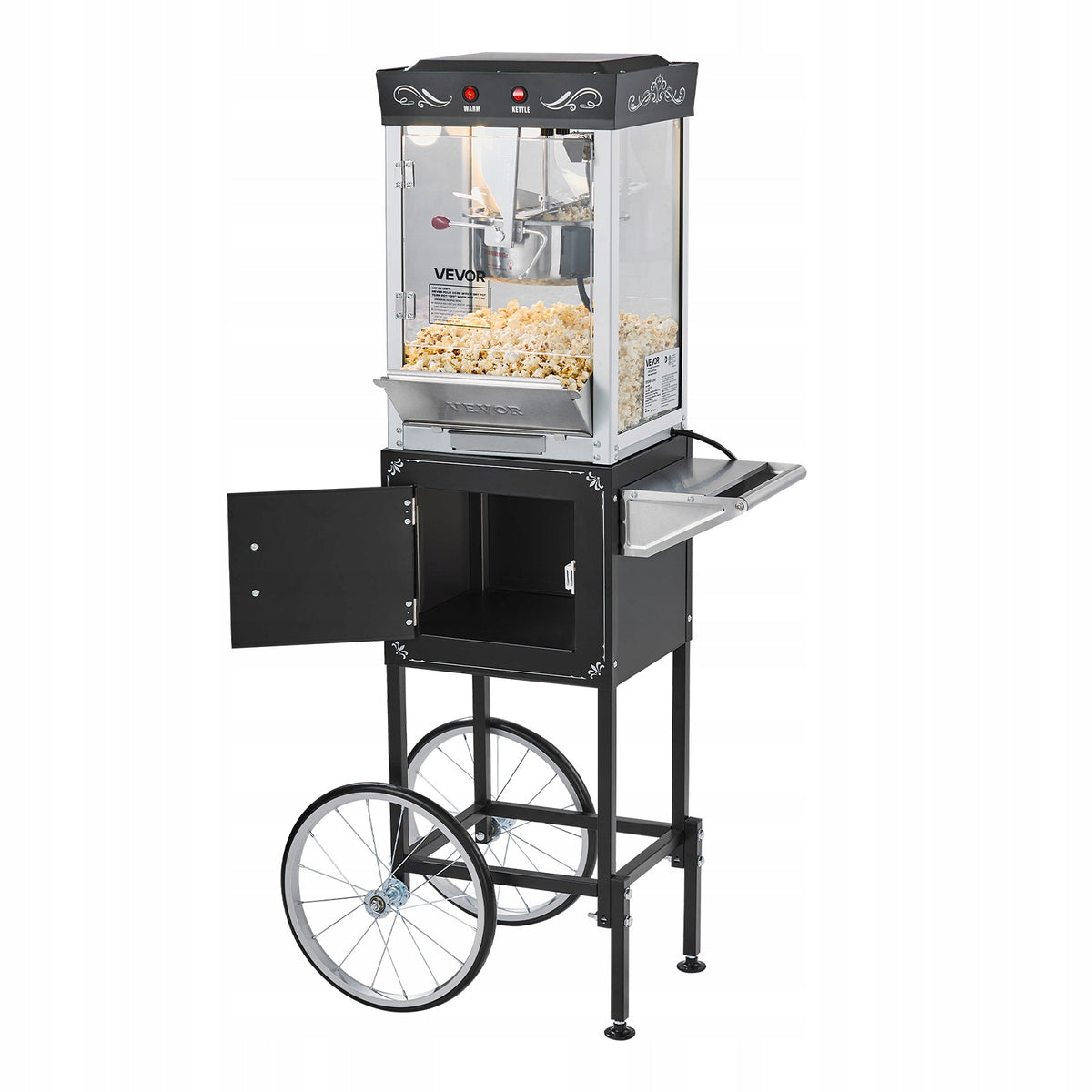 VEVOR 8 OZ 800W PROFESSIONAL POPCORN MACHINE WITH CART BLACK