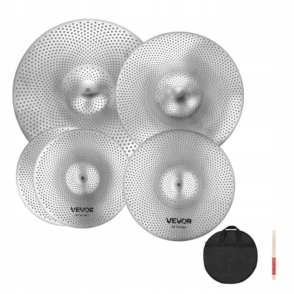 VEVOR 4-PIECE LOW VOLUME CYMBAL SET HIHAT CRASH RIDE SPLASH