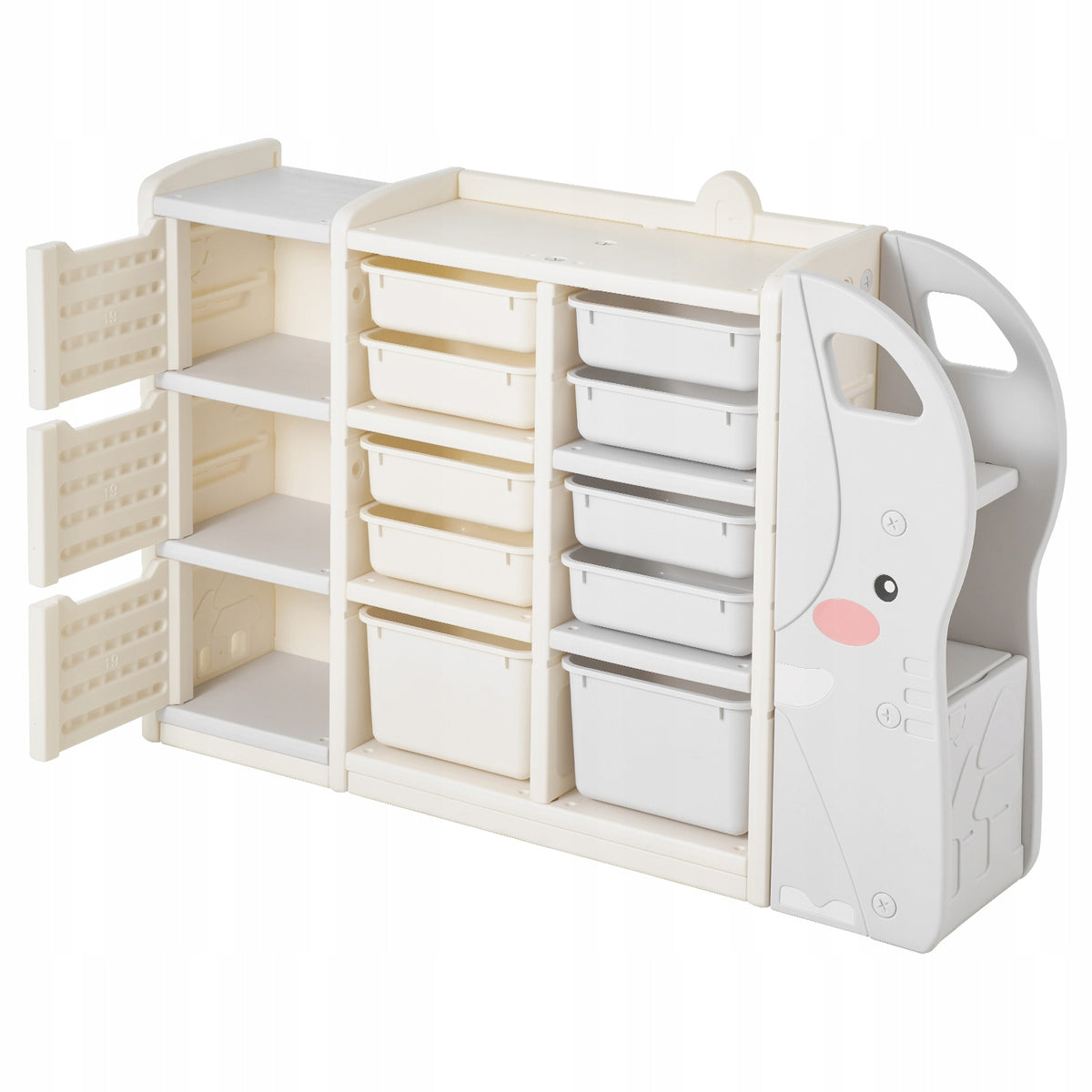 VEVOR 4-TIER ELEPHANT TOY STORAGE SHELF STURDY HDPE ORGANIZER BEIGE GREY