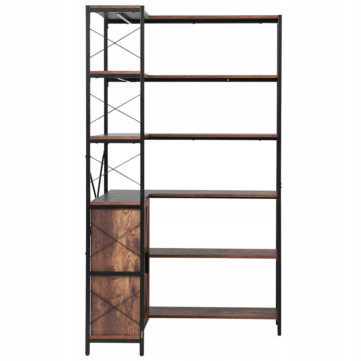 STURDY VEVOR 6-TIER CORNER SHELF WITH DOORS, METAL AND MDF, 180 CM