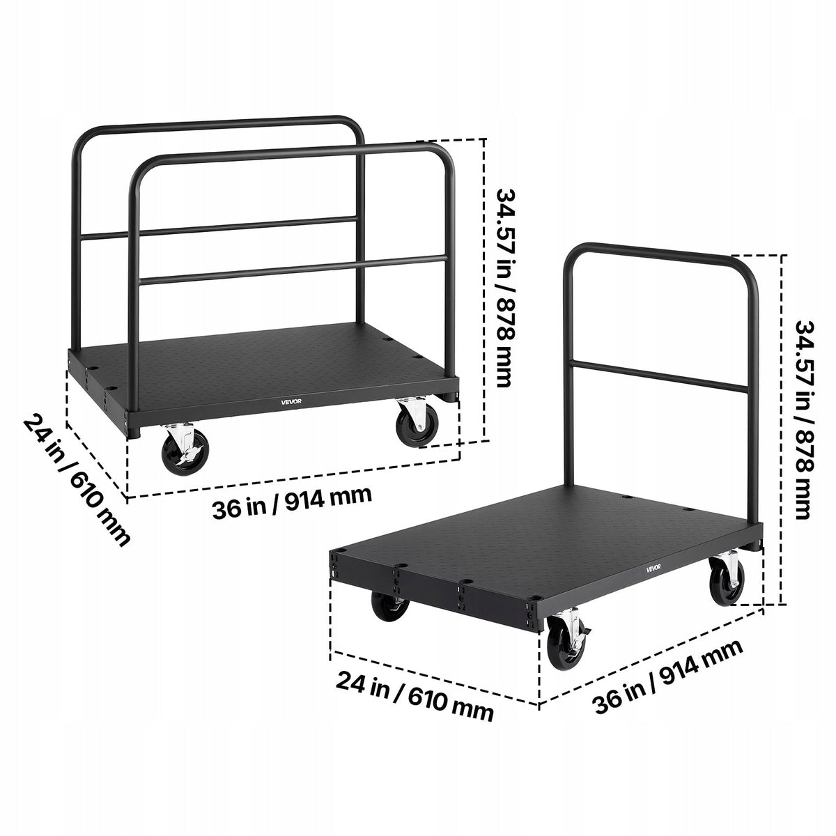 VEVOR 816 KG 2-IN-1 DOLLY SKATE ROLLER WITH CASTERS PROFESSIONAL