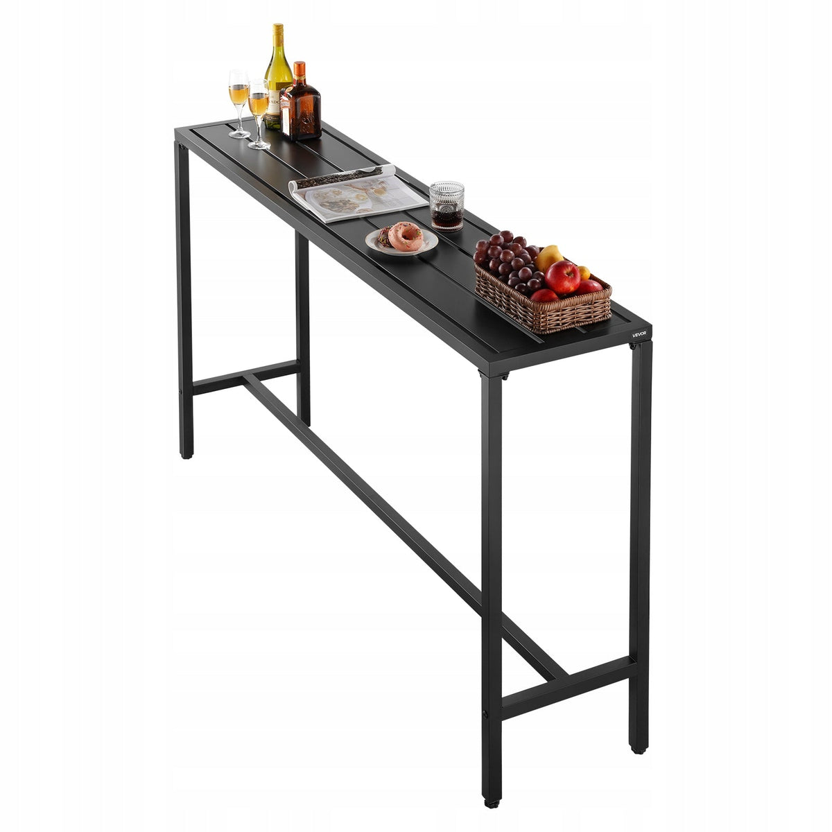 VEVOR BAR TABLE 160X37.5 CM BLACK SOLID TALL BISTRO METAL TABLE