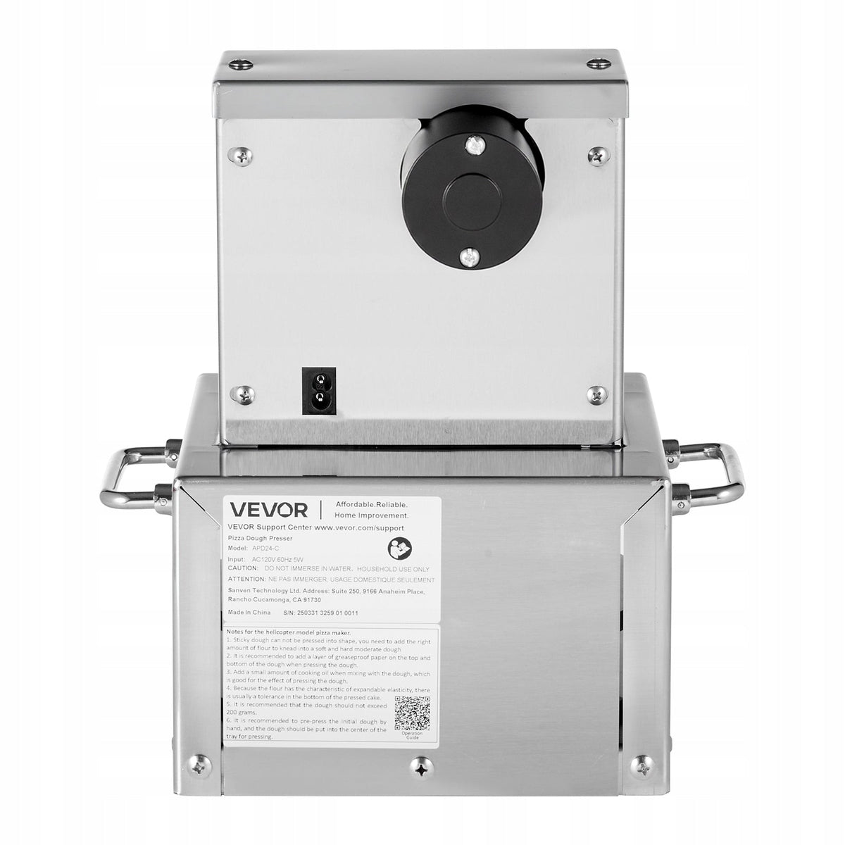 VEVOR ELECTRIC PIZZA DOUGH PRESS 6 INCH STAINLESS STEEL