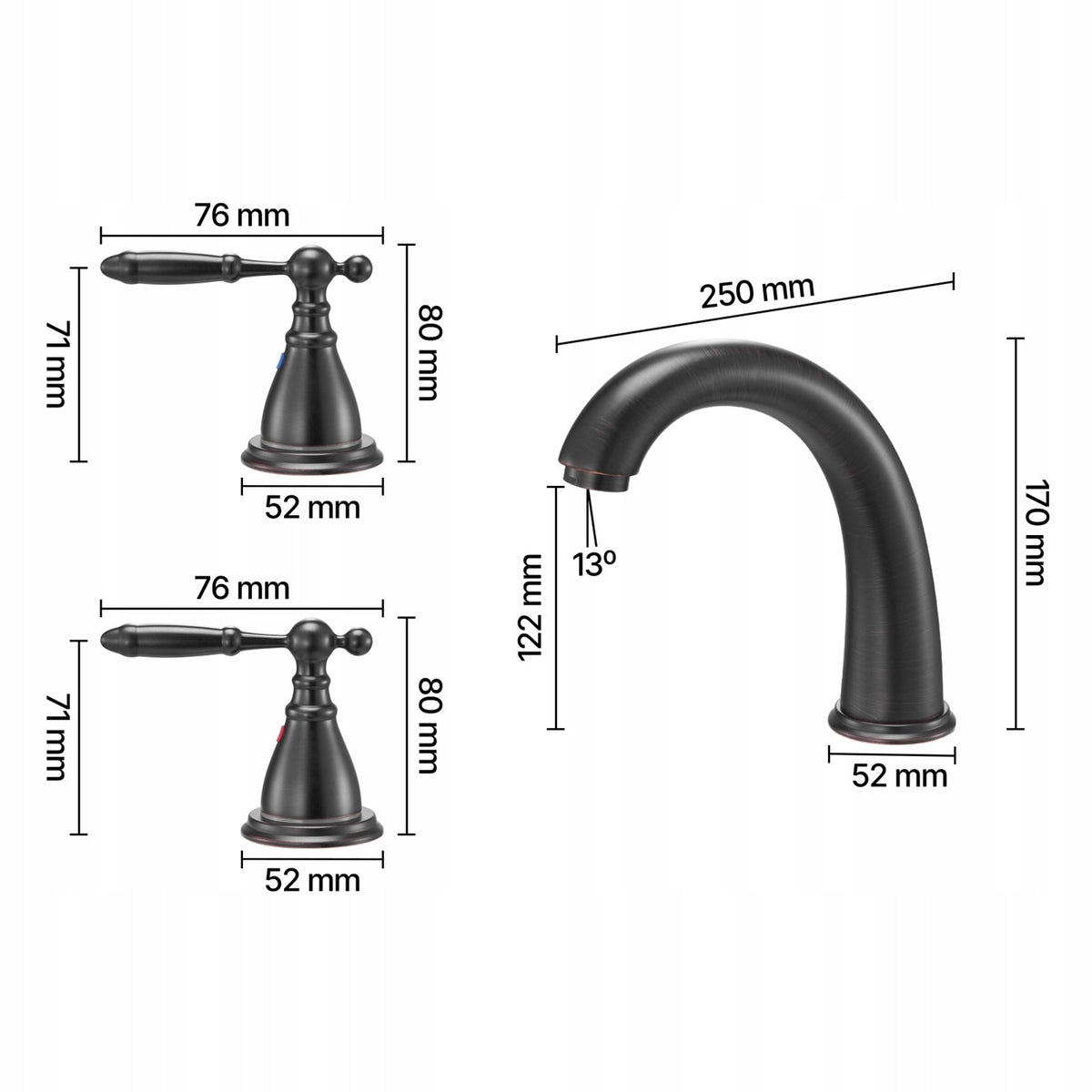 VEVOR ROMAN TUB FAUCET SET HEAVY DUTY WITH 2 HANDLES BRONZE