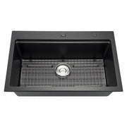 VEVOR 84x56x25 CM PREMIUM BLACK GRANITE KITCHEN SINK COUNTERTOP MOUNT