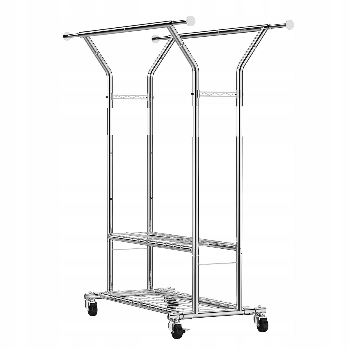 VEVOR PROFESSIONAL CLOTHES RACK ON WHEELS 2 RODS 2 SHELVES 120 KG