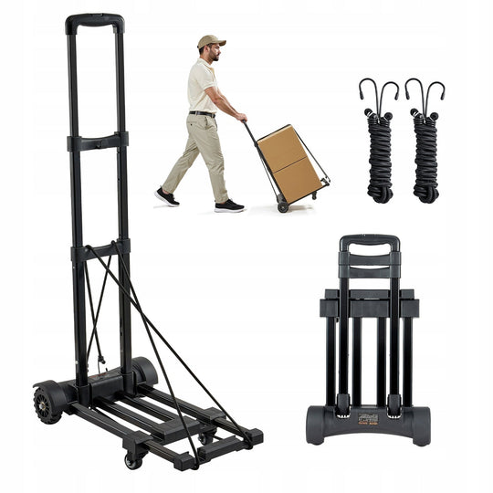 VEVOR PROFESSIONAL FOLDING HAND TRUCK TROLLEY 131.5 KG CAPACITY 4 WHEELS