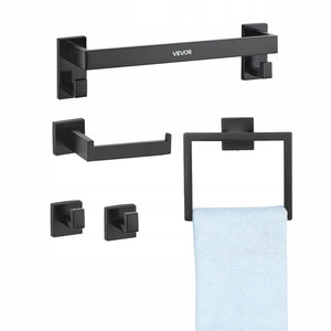 VEVOR 5-PIECE BATHROOM ACCESSORY SET, MATTE BLACK STEEL