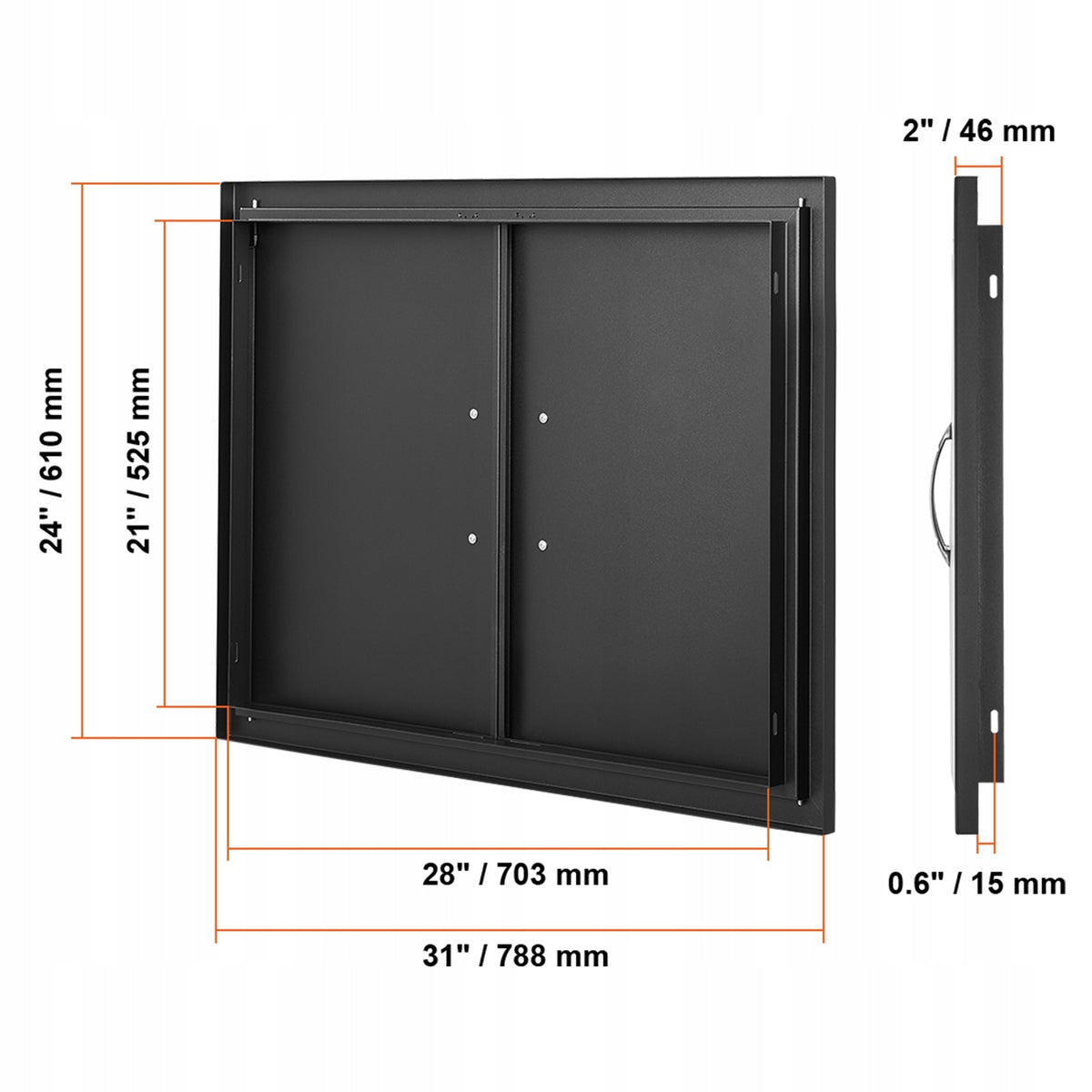 VEVOR BBQ ACCESS DOOR DOUBLE 788X610X46 MM MATTE BLACK