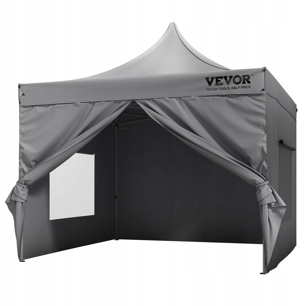 VEVOR GARDEN GAZEBO 304X304 CM 3 HEIGHTS 500D PU SILVER FOLDING