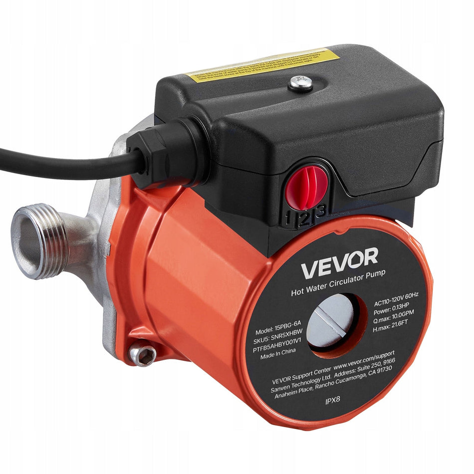 VEVOR CIRCULATION PUMP 38 L/MIN 3-SPEED ADJUSTMENT STEEL HEAD PREMIUM
