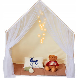 VEVOR PREMIUM CHILDREN'S PLAY TENT 1-5 YEARS WITH MAT AND LIGHT BEIGE