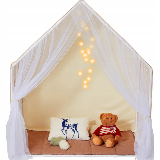 VEVOR PREMIUM CHILDREN'S PLAY TENT 1-5 YEARS WITH MAT AND LIGHT BEIGE