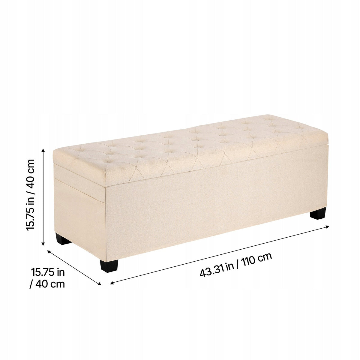 VEVOR OTTOMAN WITH STORAGE 110X40X40 CM STRONG BENCH WITH SPACE FOR