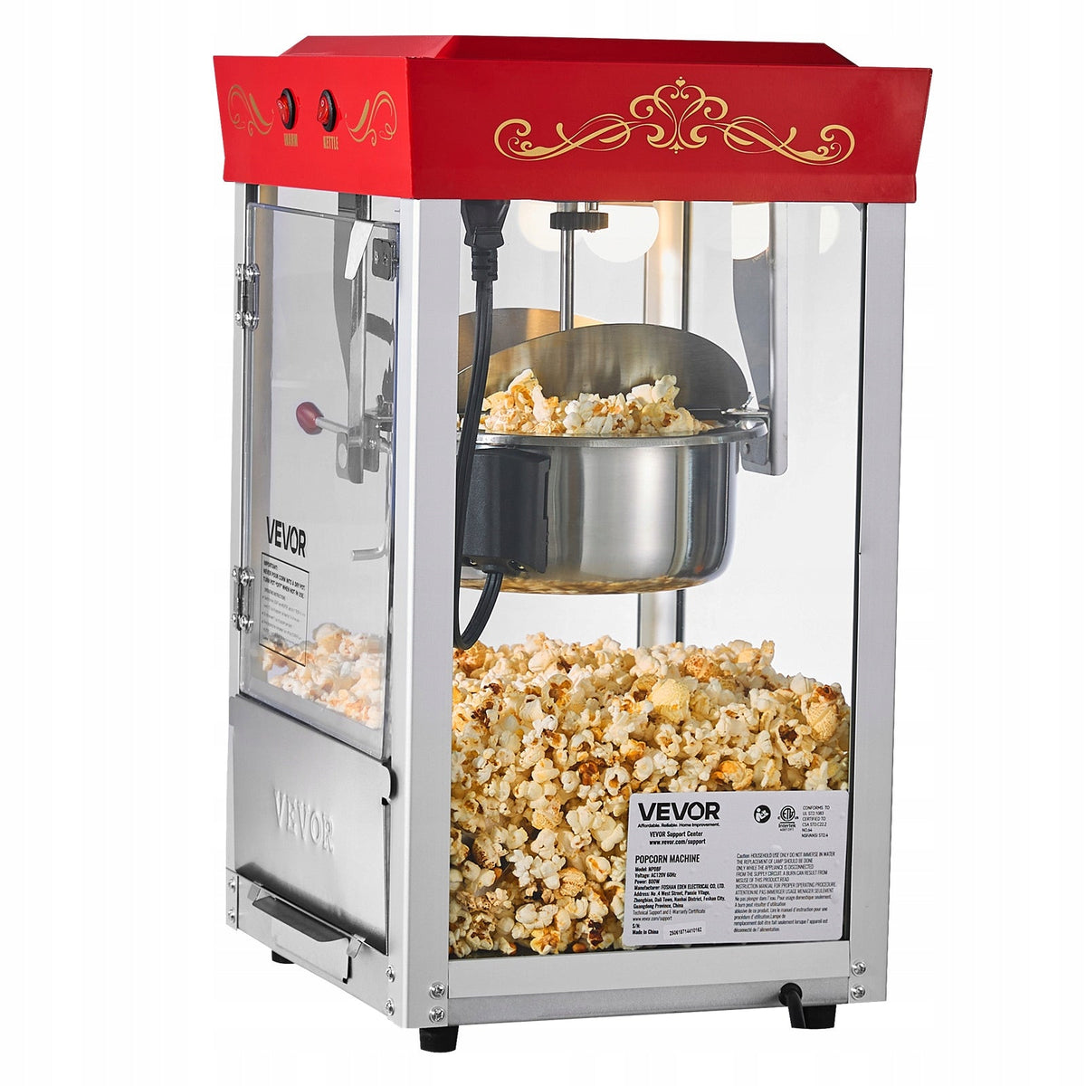 PROFESSIONAL POPCORN MACHINE VEVOR 800W STAINLESS STEEL KETTLE 48