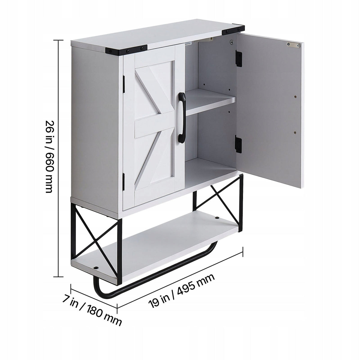 VEVOR BATHROOM WALL CABINET WITH 2 DOORS AND ADJUSTABLE SHELVES, WHITE