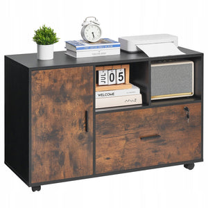 VEVOR WOODEN MOBILE OFFICE FILING CABINET WITH OPEN SHELVES