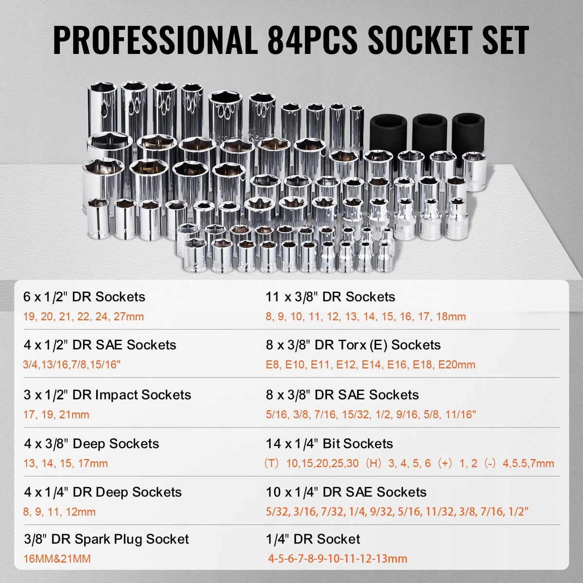 VEVOR Professional SAE 121-Piece Mechanical Tool Set