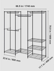 VEVOR MOBILE CLOTHES RACK HEAVY DUTY FREESTANDING 362 KG ADJUSTABLE