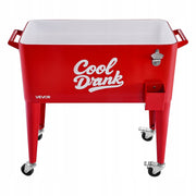 VEVOR 75.71L COOLER CART FOR 50 BOTTLES 110 CANS STRONG RED