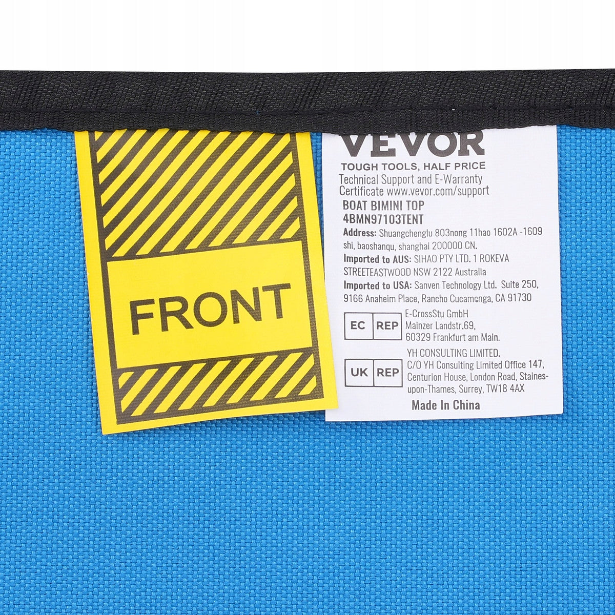 VEVOR BIMINI TOP BOAT COVER 4 BOW 600D WATERPROOF POLYESTER