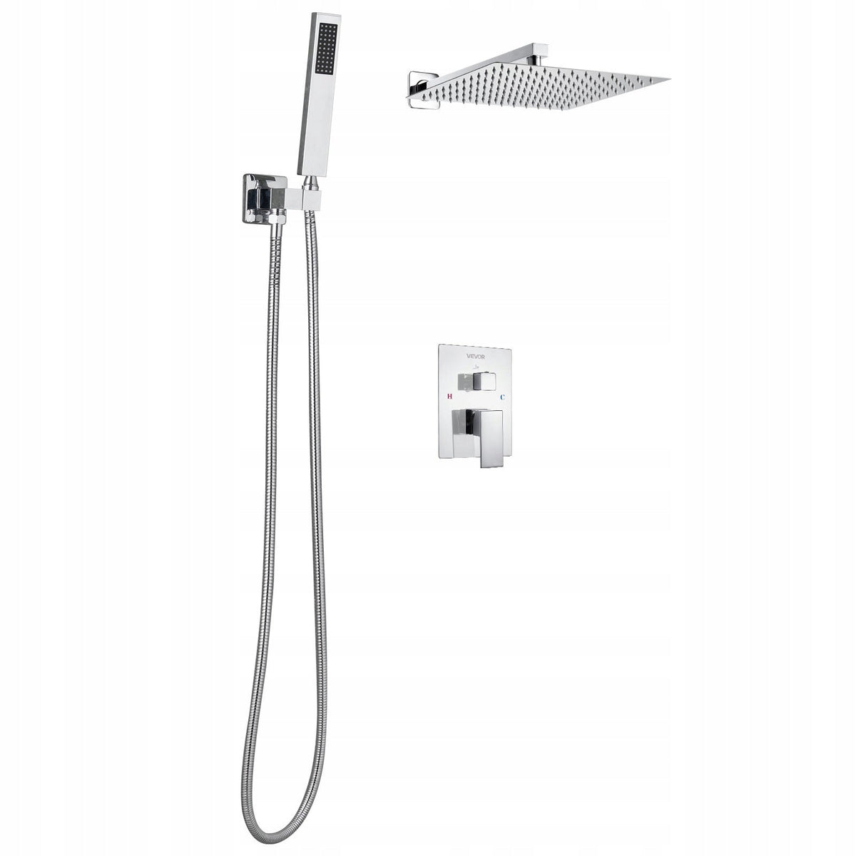 VEVOR PROFESSIONAL SHOWER FAUCET WITH 12-INCH SQUARE RAIN SHOWER HEAD