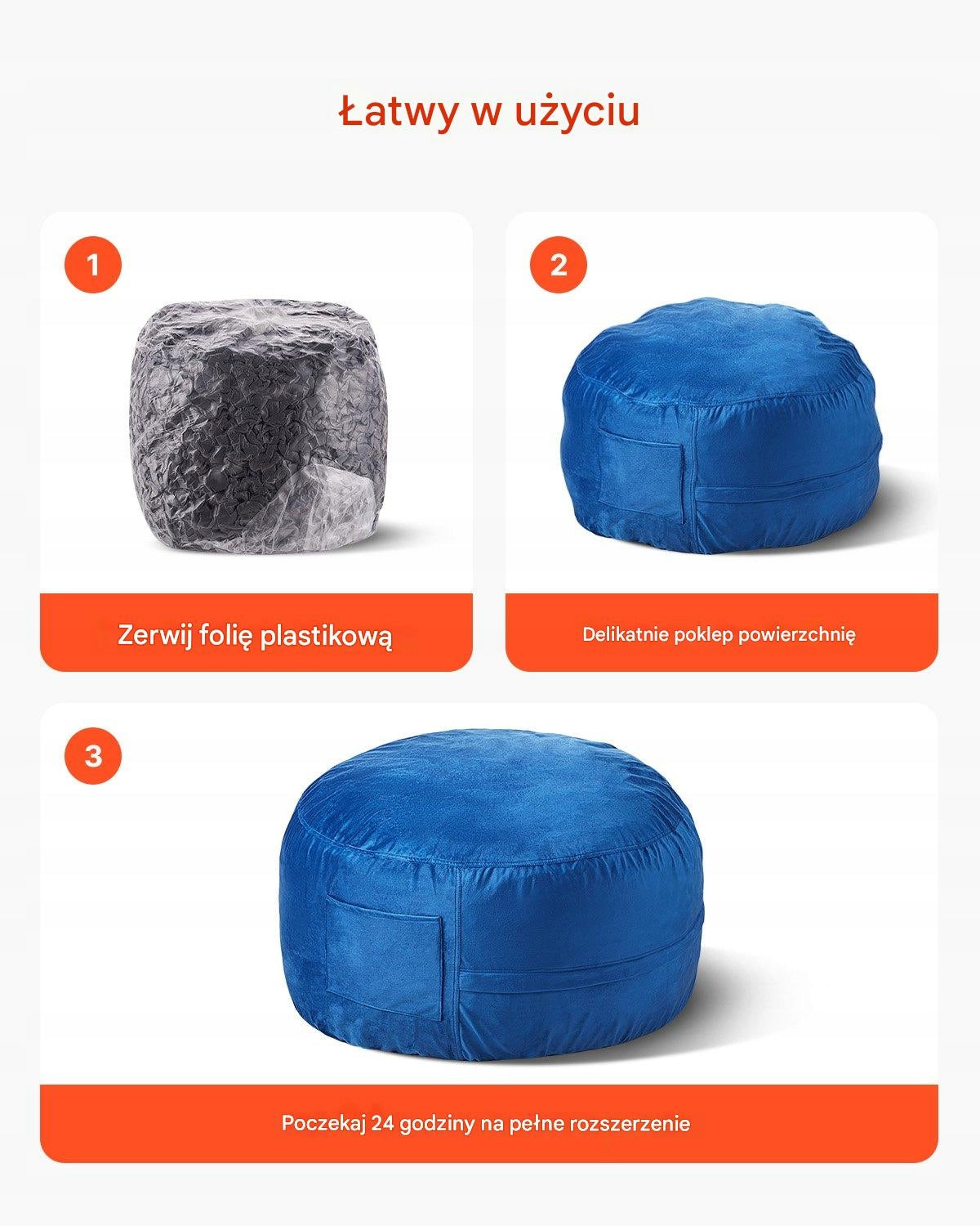 GAMING ARMCHAIR VEVOR BEAN BAG ROUND 89X89X56 CM BLUE PREMIUM