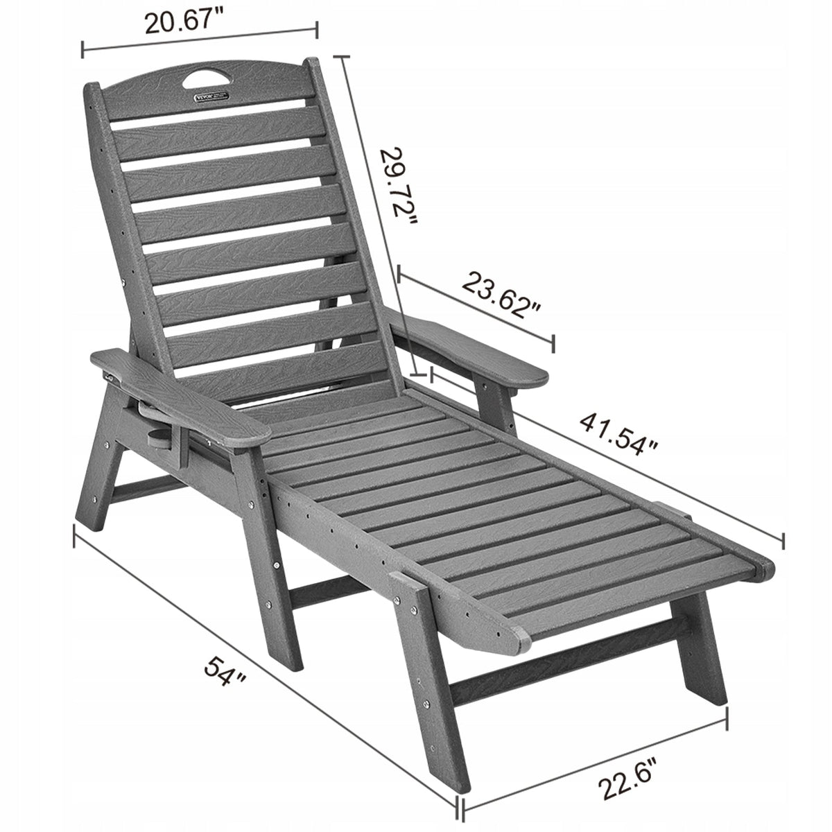 VEVOR HDPE GARDEN LOUNGER, 6-POSITION ADJUSTABLE, 181 KG CAPACITY, HEAVY-DUTY