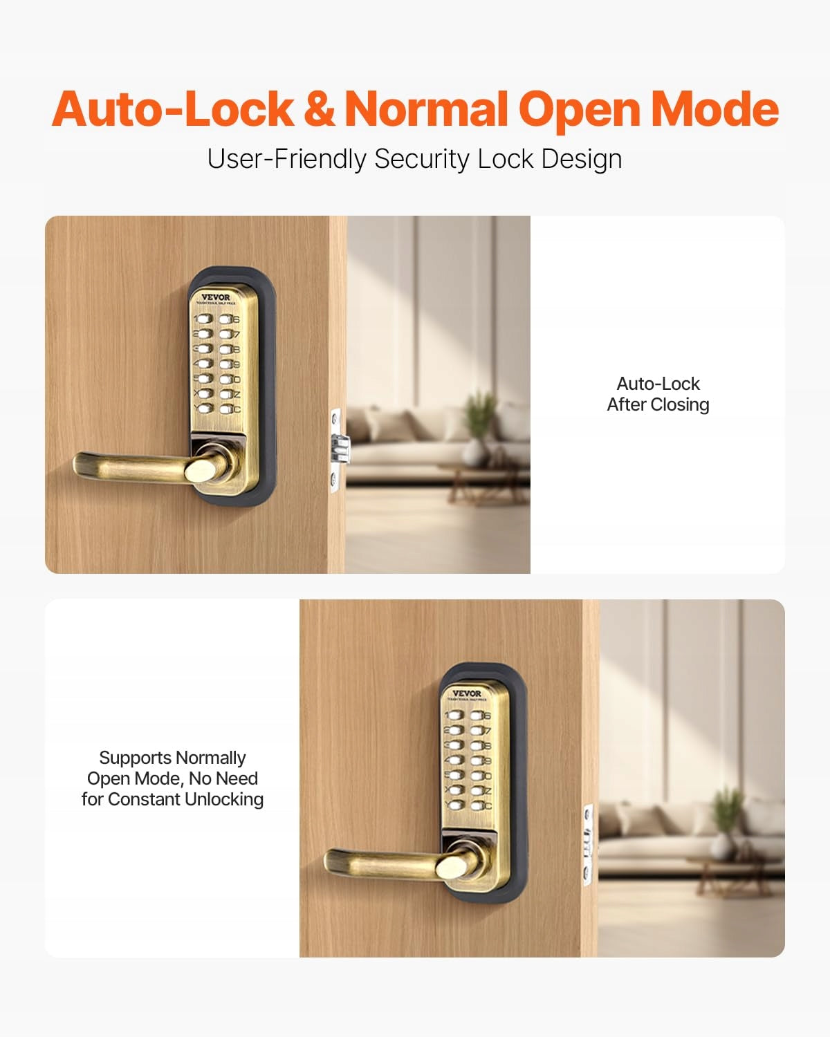 VEVOR MECHANICAL KEYLESS LOCK WITH DOUBLE-SIDED KEYPAD 14 KEYS
