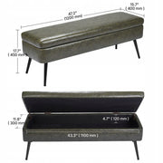 VEVOR OTTOMAN BENCH FAUX LEATHER WITH STORAGE 400X1200X450 MM STRONG GREEN