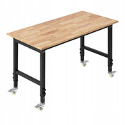 VEVOR WORKBENCH 680 KG OAK TOP 122X60 CM ADJUSTABLE ON CASTERS