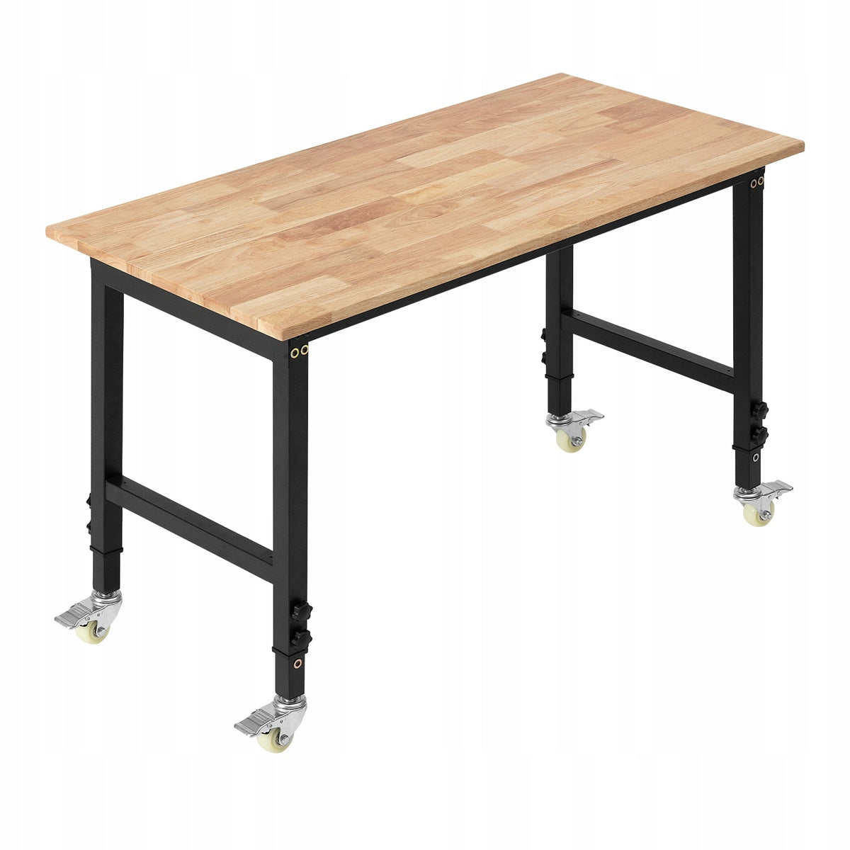 VEVOR WORKBENCH 680 KG OAK TOP 122X60 CM ADJUSTABLE ON CASTERS