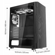 VEVOR MID TOWER GAMING CASE TEMPERED GLASS 3X120MM ARGB USB 3.0