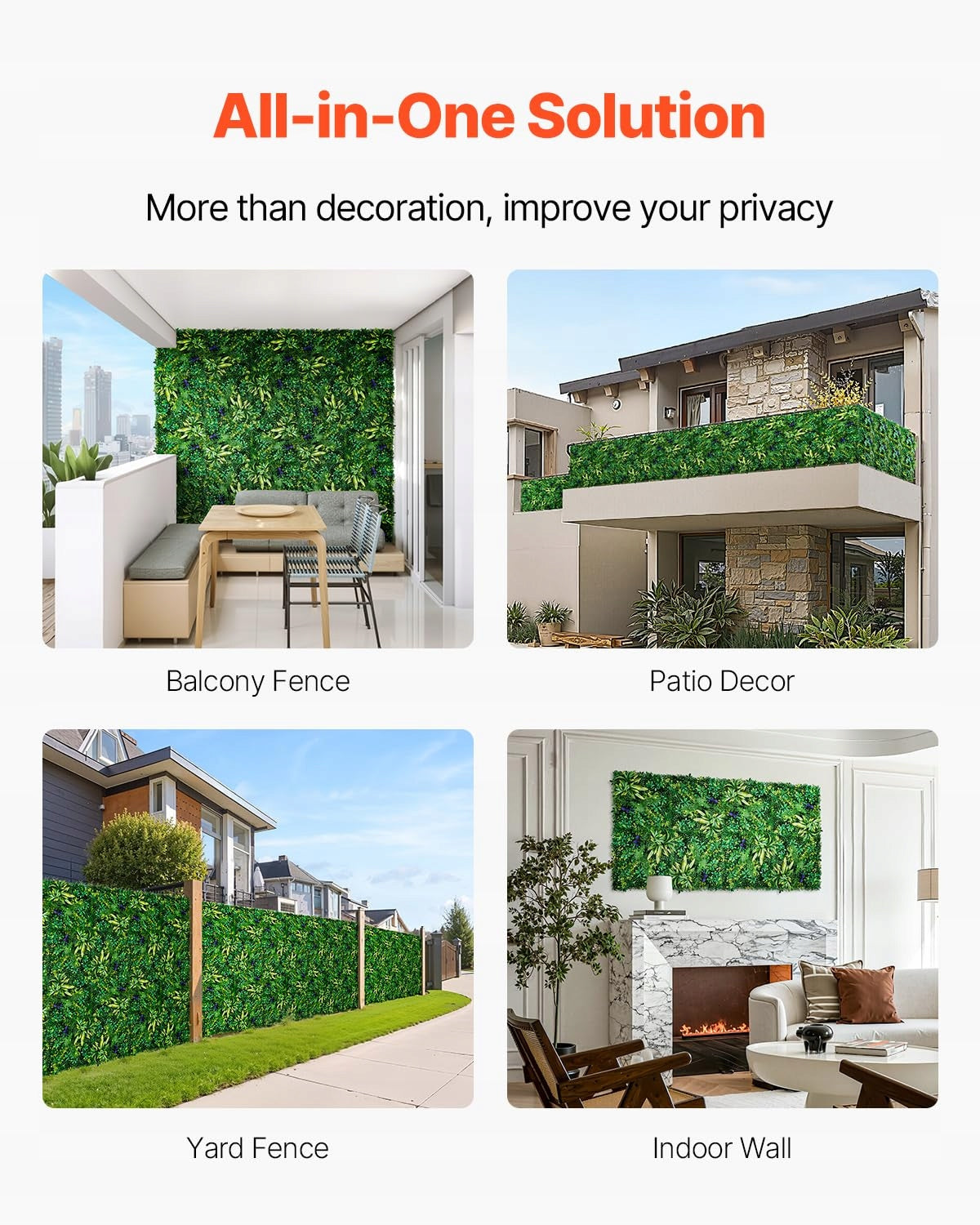VEVOR ARTIFICIAL PLANT WALL 8 PCS 500X500X50MM 3D PREMIUM COMBINATION