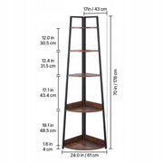 PROFESSIONAL VEVOR 5-TIER CORNER SHELF BLACK FRAME WOODEN SHELVES