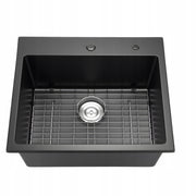 VEVOR GRANITE KITCHEN SINK 635X559X254 MM BLACK COUNTERTOP MOUNT STURDY
