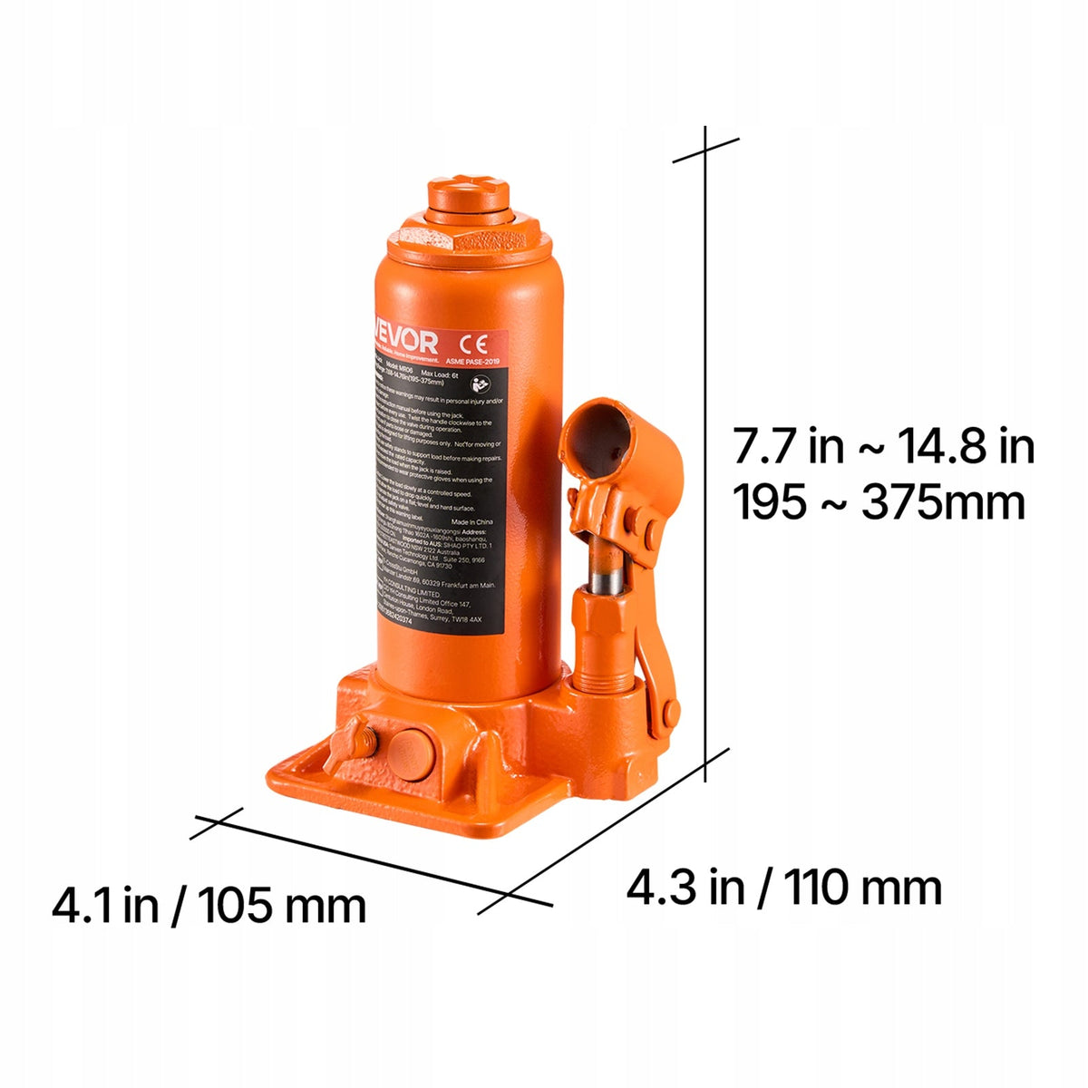 VEVOR 6T HYDRAULIC BOTTLE JACK POWERFUL COMPACT VALVE