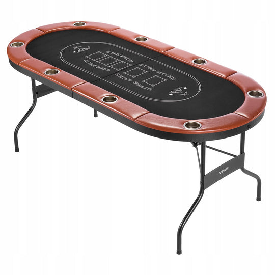 VEVOR FOLDING POKER TABLE FOR 8 PLAYERS 183 CM SOLID RECREATIONAL TABLE