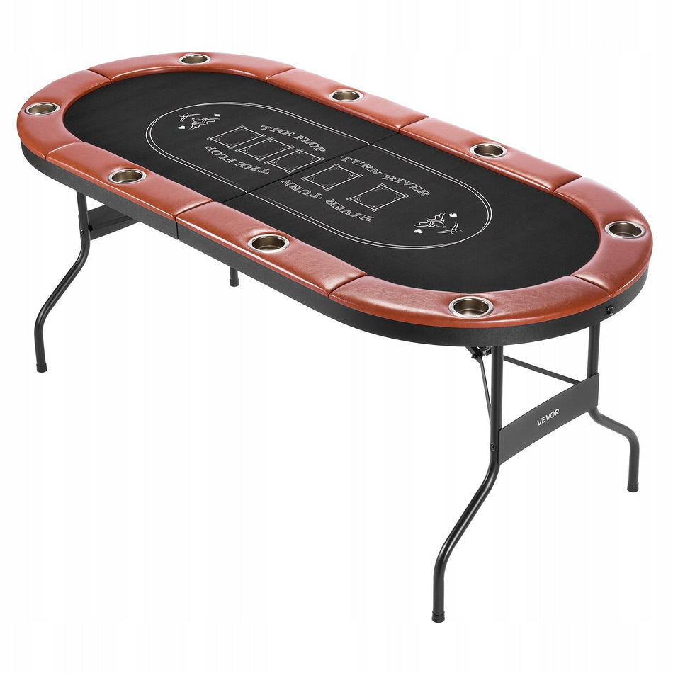 VEVOR FOLDING POKER TABLE FOR 8 PLAYERS 183 CM SOLID RECREATIONAL TABLE
