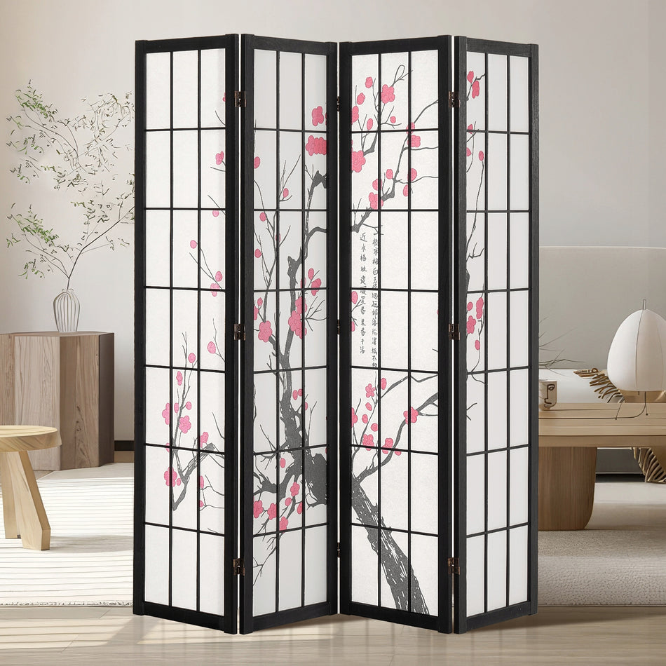 VEVOR 4-PANEL JAPANESE ROOM DIVIDER FOLDING PRIVACY SCREEN