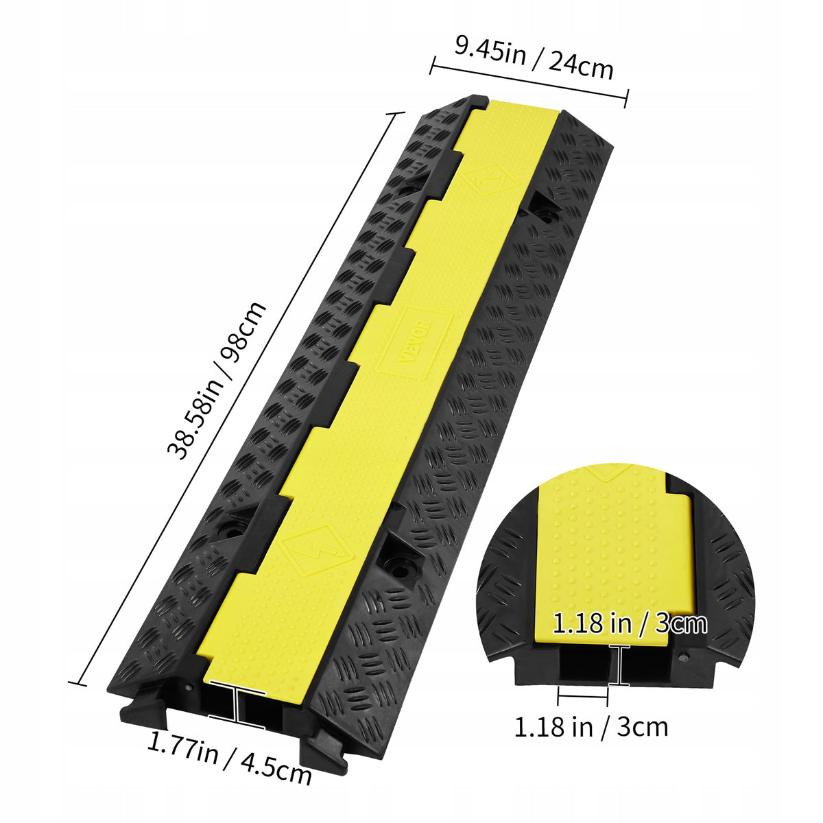 VEVOR 5 PCS CABLE PROTECTOR RAMP 2-CHANNEL 12000LBS HEAVY-DUTY RUBBER PVC