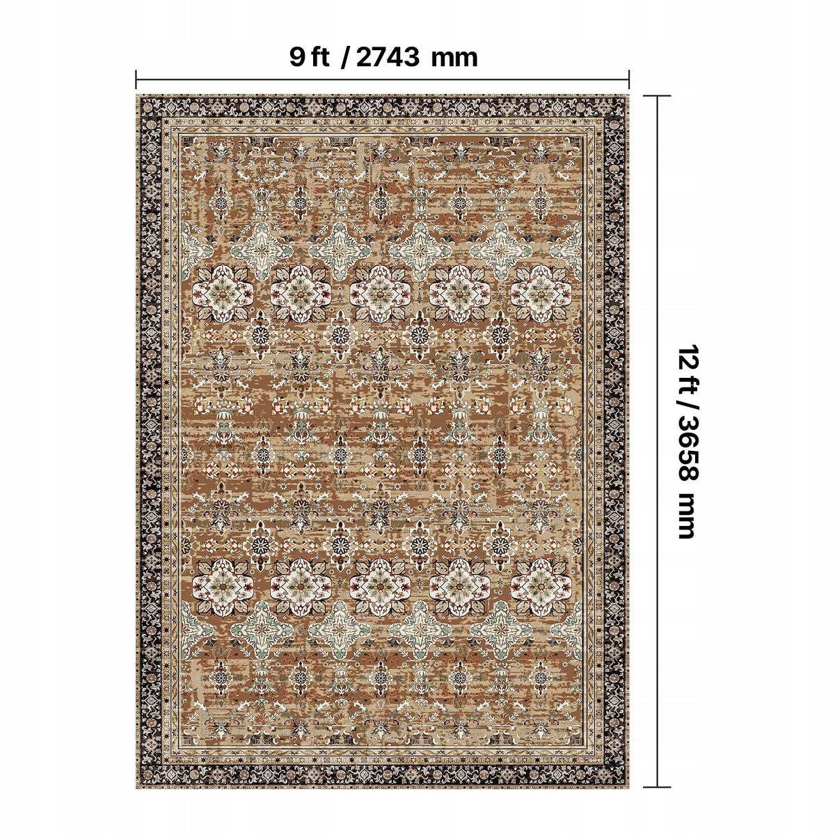 VEVOR CARPET 2743X3658 MM WASHABLE LOW PILE NON-SLIP