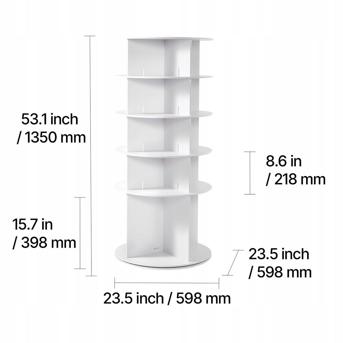 VEVOR 360 ROTATING 5-TIER SHOE RACK FOR 20 PAIRS WHITE STURDY