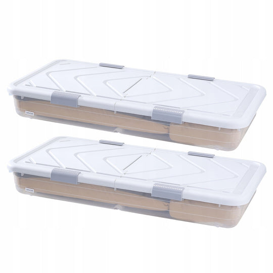 VEVOR UNDER-BED STORAGE CONTAINER 2-PACK 101X51X15 CM ROLLABLE SPACIOUS AND DURABLE