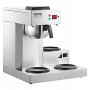 VEVOR 12-Cup Commercial Drip Coffee Maker with 3 Glass Carafes
