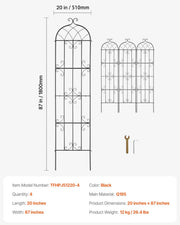 VEVOR CLIMBING PLANT SUPPORT 4 METAL TRELLISES 51X220 CM STURDY