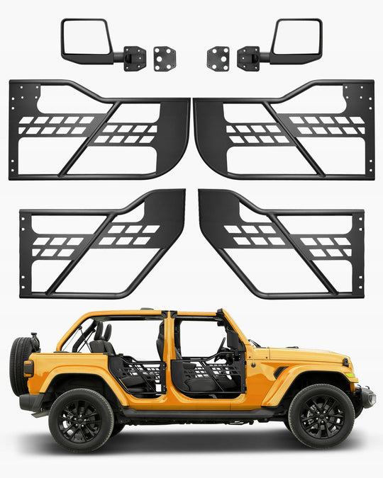 VEVOR JEEP TUBULAR DOORS 4-DOOR HEAVY DUTY STEEL WITH MIRRORS FOR WRANGLER