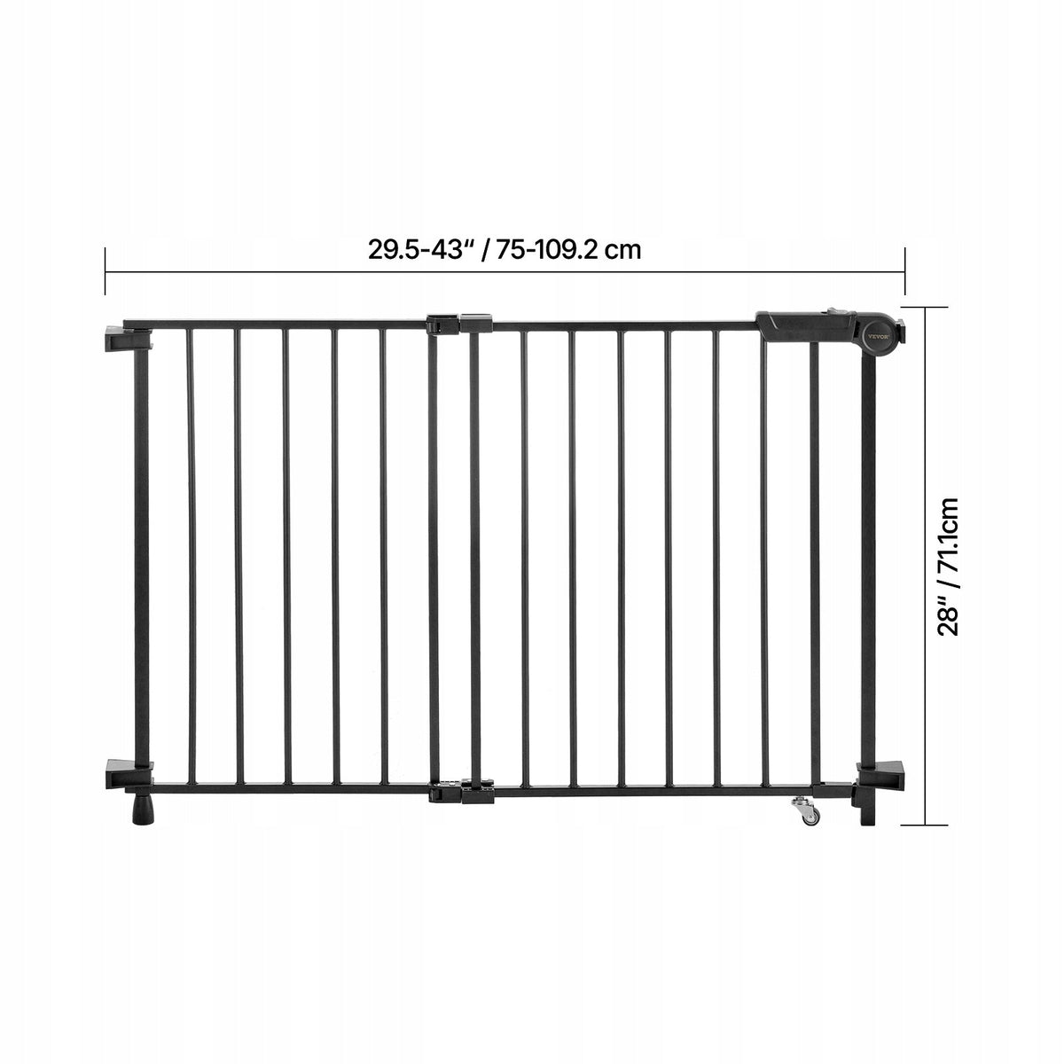 VEVOR BABY GATE STAIR GATE ADJUSTABLE 75-109 CM STRONG THRESHOLD-FREE